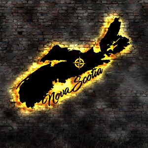 Skyline Nova Scotia Canada Kanada Island LED Wandbild Holz Stadt AK Karte Map Wandsticker Leuchtbild Wandtattoo Reiseführer Silhouette