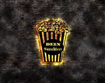 Neon sign cinema cinema popcorn decoration wall sticker movie film metal sign illuminated sign wall sticker illuminated image popcorn machine bags