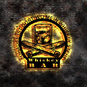 Neon sign Whiskey no glasses Irish drink bottle barrel bar counter wooden barrel Whiskey barrel collection home is where my stands