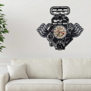 Clock, Engine, Wall Clock, Racing, V8, V6, V12, Biturbo, Poster, Decoration, Kitchen, Workshop