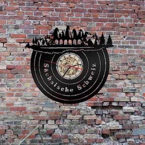 Uhr Skyline Sächsische Schweiz Wanddeko Wanduhr