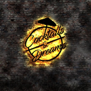 Cocktails and Dreams illuminated sign advertising no Neon sign neon advertising tattoo book company metal sign illuminated sign wall sticker illuminated image sign