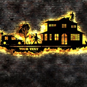 Saint Florian sign no sticker picture figure chimney sweep fire brigade THW LED sticker logo book company sign illuminated sign