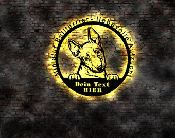 Mini Bull Terrier Terrier Bull LED wall picture made of wood puppy puppy book dog breeding breeder