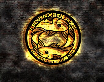 LED wall picture zodiac sign horoscope wall sticker sticker neon sign fish fish chain necklace zodiac sign sign wall sticker picture