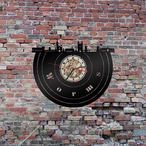Uhr Stadt Worms  Wandbild Holz  Wandtattoo Silhouette