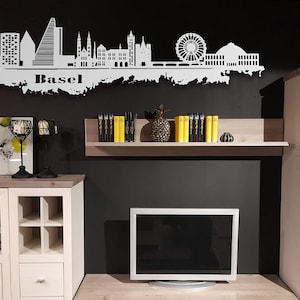 Stainless steel skyline city of Basel wall art steel rustproof silhouette metal art artist work