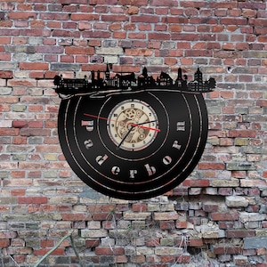 Uhr Wanduhr  Wanduhr Skyline Paderborn Stadt  Hochstift Schloss Pension Schild Deko Bild Aufkleber