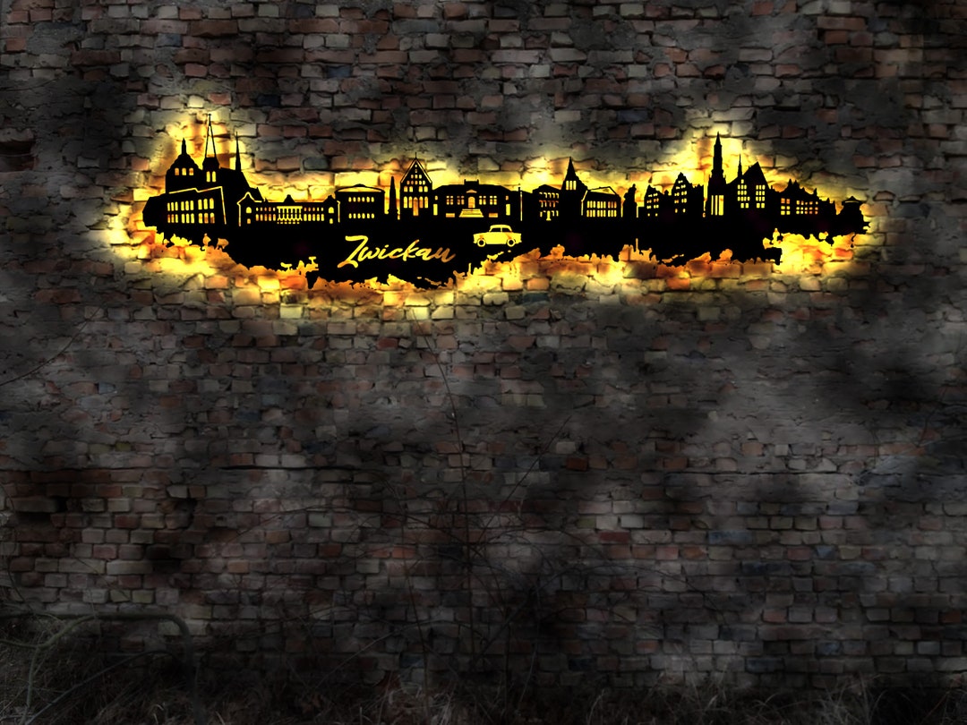 Skyline Zwickau LED Mural Wood City Postcard Map City Plan Etsy