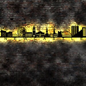 Skyline Newcastle UK England LED Wandbild Holz Stadt AK Karte Map Stadtplan WandstickerWandtattoo