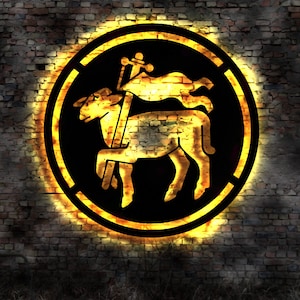 LED sign butcher butcher shop slaughterer meat butchery guild sign round guild sign logo emblem sign guild