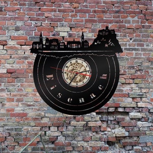 Uhr Stadt Eisenach  LED Wandbild Holz  Wandtattoo Silhouette