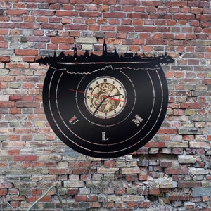Uhr Wanduhr Bild Ulm  Stadt Skyline Silhouette no Aufkleber