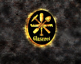 Glazier Glassworks Glass Sign Illuminated Sign LED Neon Sign Sticker Logo Book Company Sign Illuminated Sign Neon Sign Sticker Gate