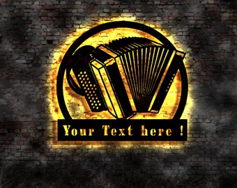 LED wall picture accordion accordion lesson instrument learning player playing picture decoration illuminated sign