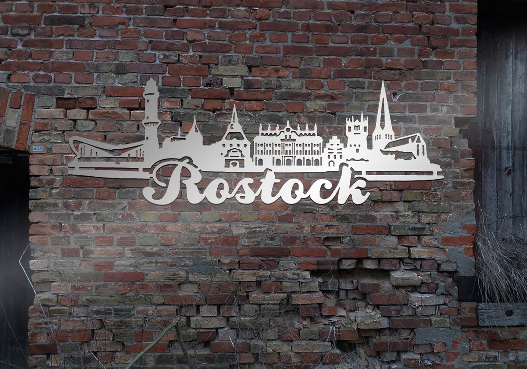 Skyline Metal Rostock Harbor Sign Steel Stainless Metal Art Sign Corten ...