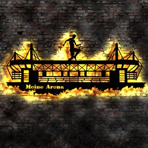 Skyline Dortmund LED Wandbild Holz Stadt AK Karte Map Stadtplan Wandsticker Leuchtbild Neonreklame Wandtattoo Reiseführer Silhouette