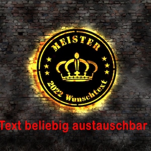 Illuminated sign LED sign master roofer master carpenter master craftsman gift passed exam idea car mechanic winner