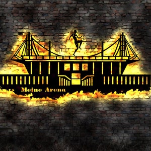 Skyline Köln LED Wandbild Holz Stadt AK Karte Map Stadtplan Wandsticker Leuchtbild Neonreklame Wandtattoo Reiseführer Silhouette