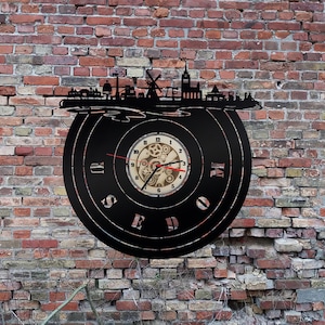 Uhr Wanduhr Bild Insel Usedom Skyline Silhouette Aufkleber Andenken Pension