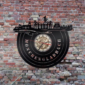 Uhr Wanduhr Bild Mönchengladbach Stadt Skyline Silhouette no Aufkleber