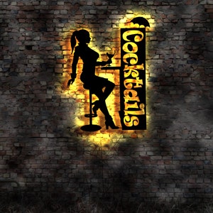 Cocktails and Dreams  Leuchtschild Reklame no Neon sign Neonreklame Tattoo Buch Blechschild Leuchtschild Bardeko Barschild Barbeleuchtung