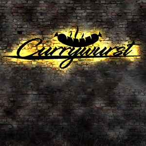 Cartel mural 3D patatas fritas currywurst mural cuencos de cartón salsa currywurst snack bar grill spiesser