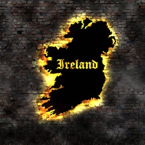 Skyline Ireland  Irland Dublin Fahne Flagge Flag  LED Wandbild aus Holz Stadt AK Karte Map Stadtplan  sign Silhouette Pension Motel Hotel