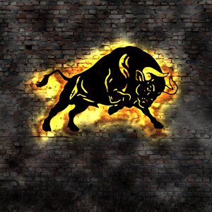 Bull illuminated image picture wall sticker torero bullfight decoration sculpture bust chain necklace zodiac sign sign wall sticker picture