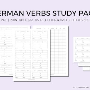 German Verb Practice | Verb Study and Practice Pack | Portrait | Conjugation Tables | Practice Sheet | Learn German | Printable | Templates