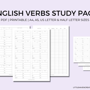 English Verb Practice | Study and Practice Pack | Conjugation Tables ...