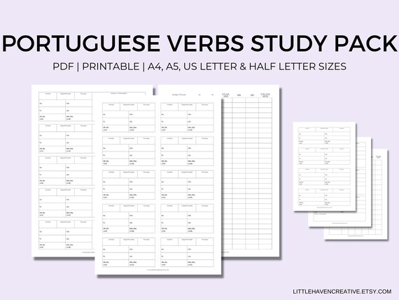 Portuguese Verb Practice Study And Practice Pack Etsy Portuguese Verb Practice Study And Practice Pack Etsy