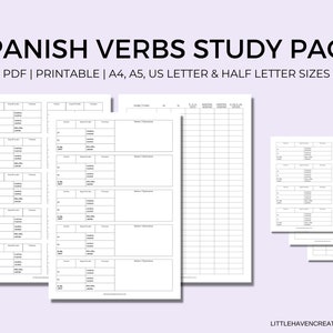 Spanish Verb Practice | Study and Practice Pack | Conjugation Tables | Practice Templates | Portrait Vertical | Printable | Digital Download