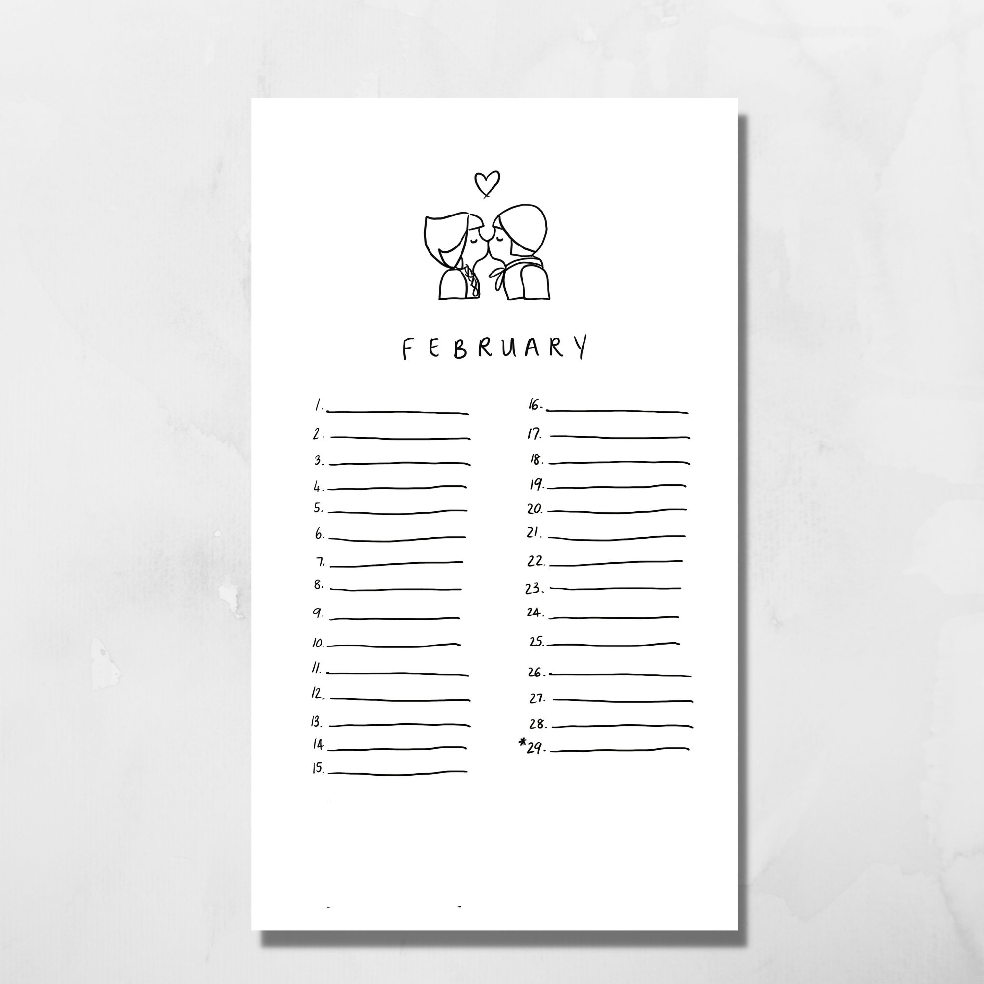 A4 Size Printable Calendar Minimalistic Hand-illustrated /PRINTABLE ...