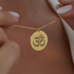 Om Necklace, Dainty Om Necklace, Zen Necklace for Yoger, 14 K Solid Gold Om Pendant, Aum Necklace, Om Jewelry, Yoga Jewelry, Yoga Lover Gift
