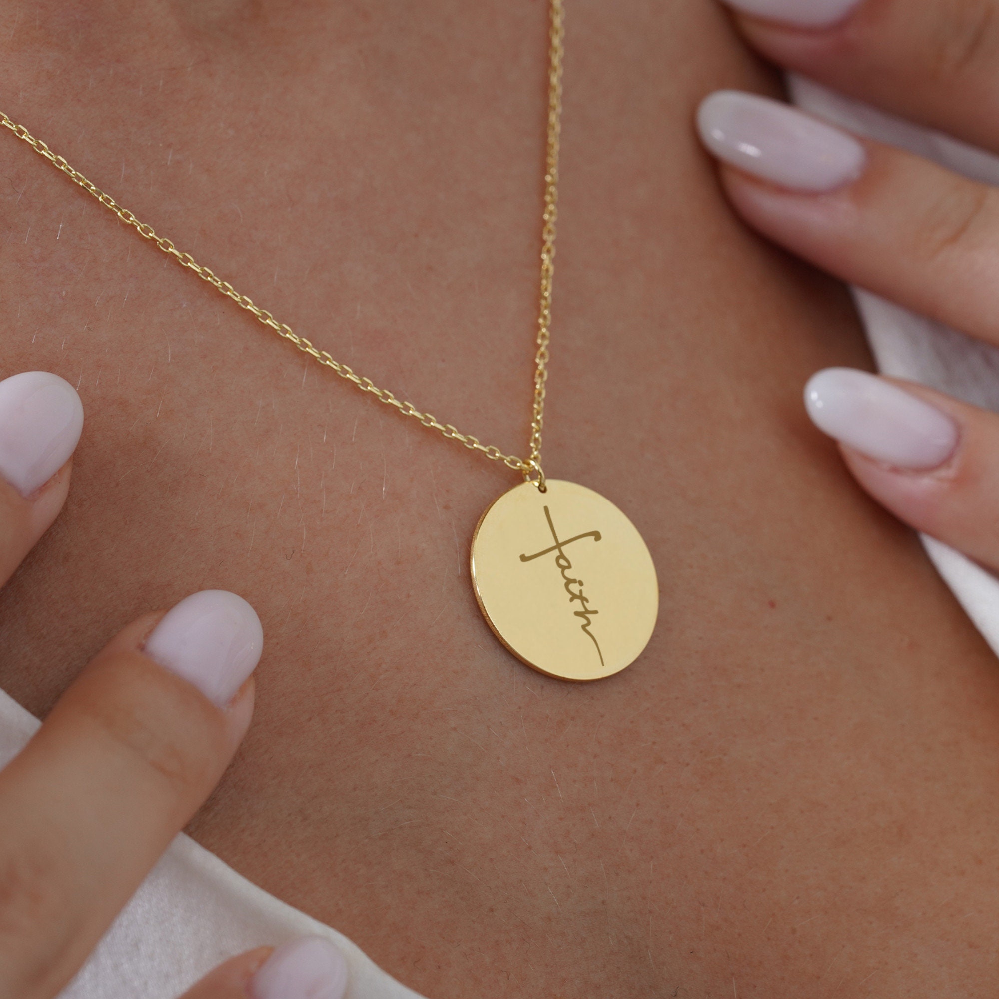 Faith Cross Necklace for Women 14k Gold Bible Verse Scripture Etsy