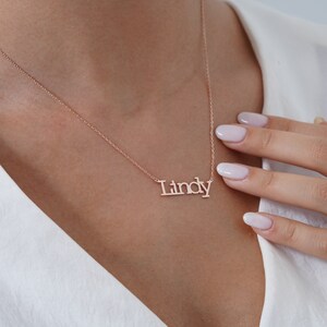 Custom 14K Solid Gold Minimalist Name Necklace, Personalized Christmas Gift for Her, Best Friend Gift, Personalized Jewelry