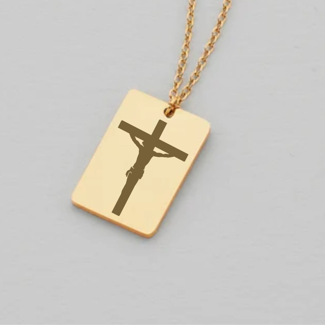 14K Gold Handmade Cross Necklace Silver Jesus Crucifix Etsy