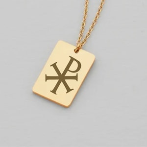 Chi Rho Necklace, Custom XP Chi Rho Pendant, Religious Necklace, Catholic Church Gift for Her, Monogram of Christ, Christianity Symbol Gift