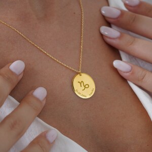 Capricorn Sign, Zodiac Necklace, Constellation Jewelry, Personalized Christmas Gift for Her, 14K Gold Necklace, Silver Birthsign Gift