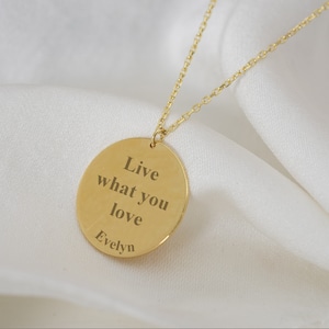 Live What You Love Personalized Lover Gift Saying Proverb Name Necklace Gift for Girlfriend Wife BFF Mom Valentines Day Gift for Her