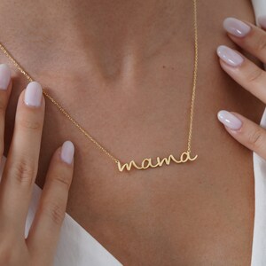 Personalized 14K Solid Gold Dainty Necklace for Mom, Custom Mothers Day Gift for Her, New Mom Gift, Christmas Gift