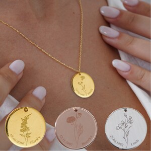 Birth Flower Necklace Personalized Gifts For Mothers Birth Necklace Personalized Necklace for Her Mothers Day Gift Handmade Jewelry