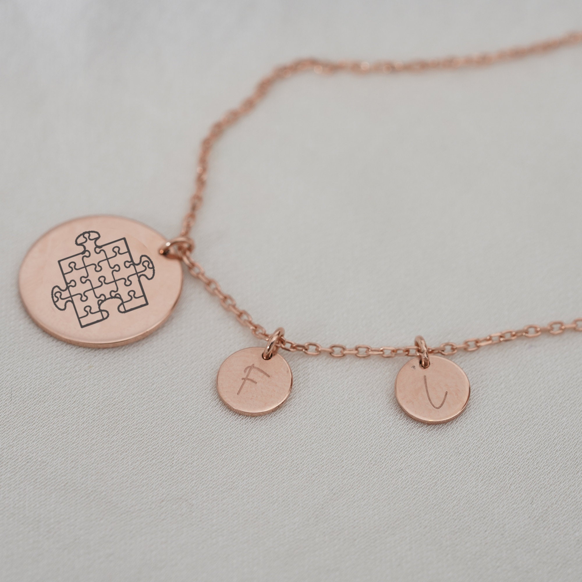 Iniitials Autism Necklace 14k Gold Autism Mom Necklace Etsy