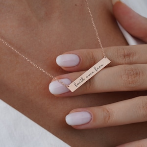 Faith Necklace, Bible Verse Necklace, Easter Gift for Women, Scripture Necklace, Gold Bar Necklace, Holy Christian Jewelry, Religious Gift