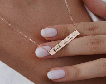 Faith Necklace, Bible Verse Necklace, Easter Gift for Women, Scripture Necklace, Gold Bar Necklace, Holy Christian Jewelry, Religious Gift