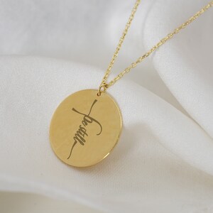 Image showcasing Be Still Cross Necklace for Women, Custom 14k Gold Bible Quote Necklace ...