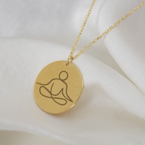 Yoga Necklace for Women, 14k Gold Namaste Necklace, Yoga Meditation Jewelry, Buddhist Charm, Sterling Silver Namaste Necklace, Easter Gift