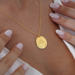 Libra Zodiac Necklace, Constellation Jewelry, 14K Gold Necklace, Personalized Gifts for Her, Christmas Gift, Sterling Silver Birthsign