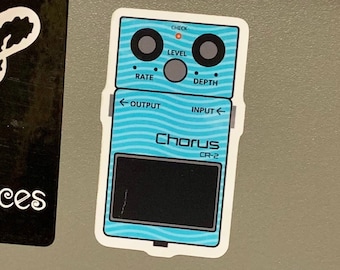 Sticker - Boss style chorus pedal - Guitar player - Laptop Phone Guitar Vinyl stickers - Cool Stickers